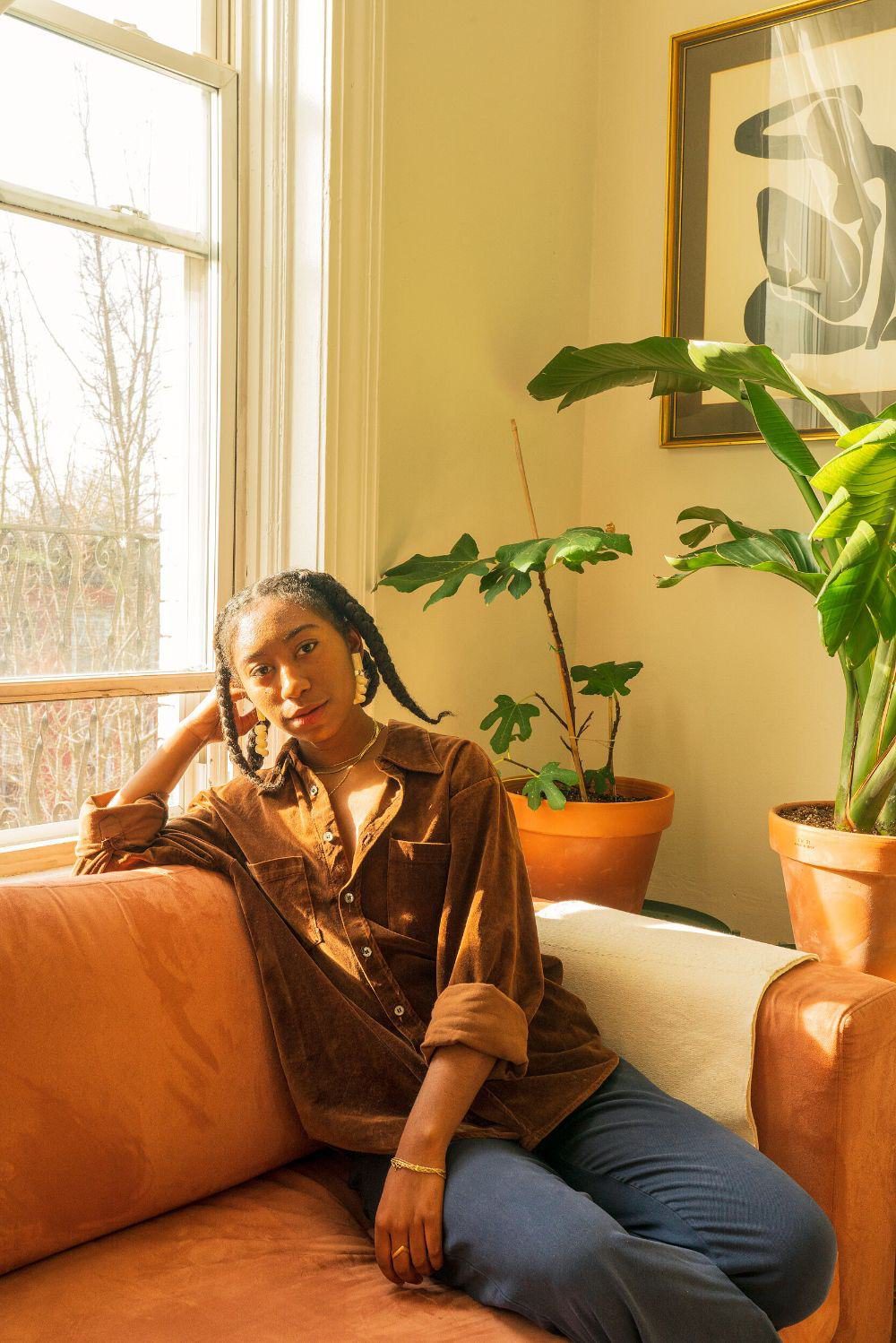 Portrait in a warm sunlit interior